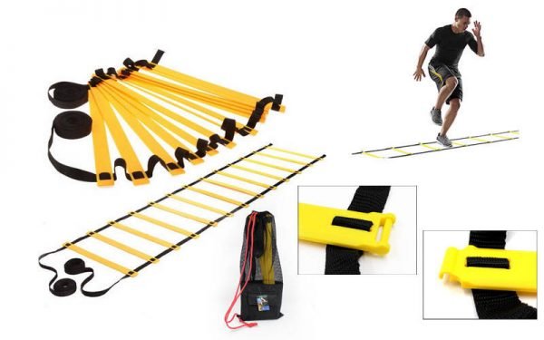 Координационная лестница дорожка для тренировки скорости 3м (6 перекладин) (р-р 3мx0,52мx4мм, черный-желтый)