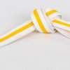 Пояс для кимоно двухцветный SP-Planeta (хлопок, размер 00-5, длина 220-280см, белый-желтый) - 00-0, длина 220 см