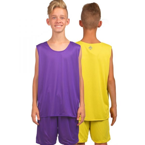 Форма баскетбольная подростковая двусторонняя сетка Lingo Stalker (PL, размер S, M, L, 115, 120, рост 125-165, цвета в ассортименте) - Фиолетовый-желтый-S (рост 125-135)