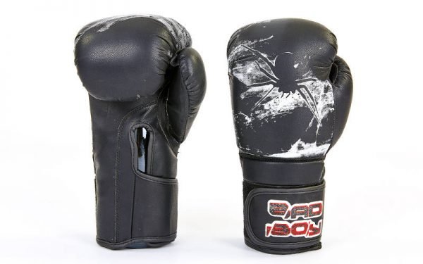 Комплект для бокса и единоборств (лапа, перчатки, защита голени и стопы) BDB SPIDER размер M-XL,10-12oz черный-белый - Черный-белый-Защита голени и стопы M, перчатки 10 унций