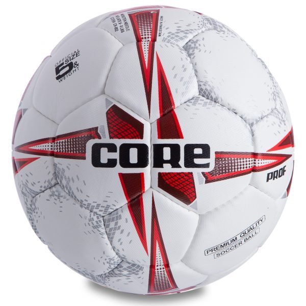 Мяч футбольный №5 COMPOSITE LEATHER CORE PROF (№5, 4 сл., сшит вручную, белый-красный)