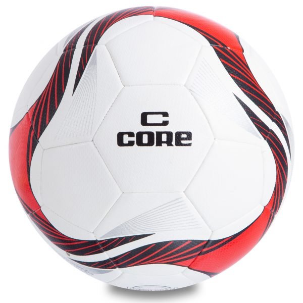 Мяч футбольный №5 PU HIBRED Сшит машинным способом CORE SUPER (№5, 5сл., белый-красный)