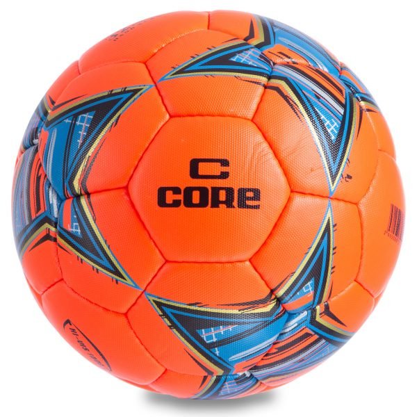 Мяч футбольный №5 PU ламин. CORE HI VIS1000 (№5, 4 сл., сшит вручную, красный)