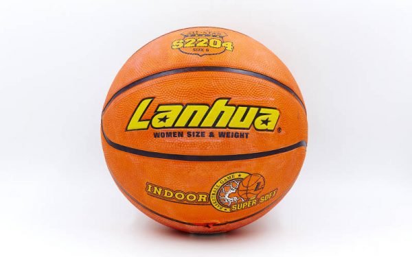 Мяч баскетбольный резиновый №6 LANHUA Super soft Indoor (резина, бутил, оранжевый)