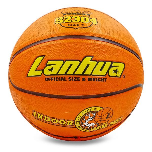 Мяч баскетбольный резиновый №7 LANHUA Super soft Indoor (резина, бутил, оранжевый)