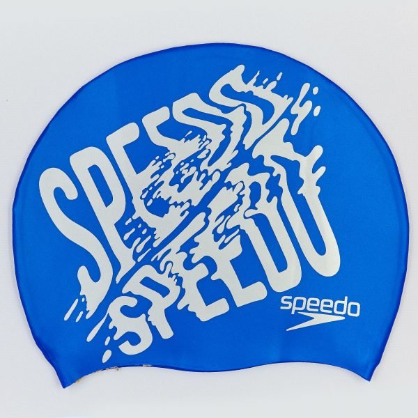 Шапочка для плавания SPEEDO SLOGAN PRINT (силикон, синий-серый)