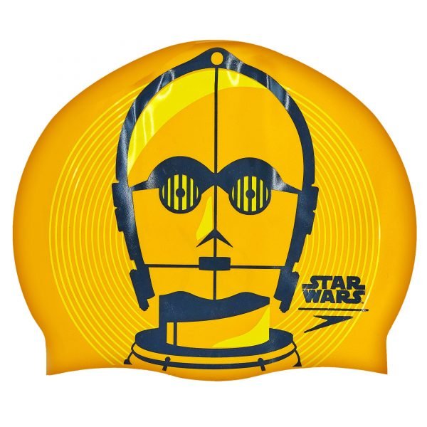 Шапочка для плавания SPEEDO SLOGAN PRINT Star Wars C3PO (силикон, оранжевый-черный)