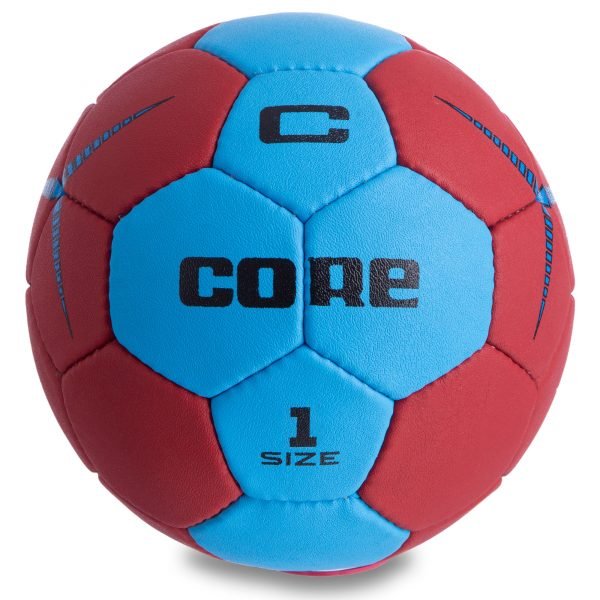 Мяч для гандбола CORE PLAY STREAM (PU, р-р 1, сшит вручную, синий-красный)