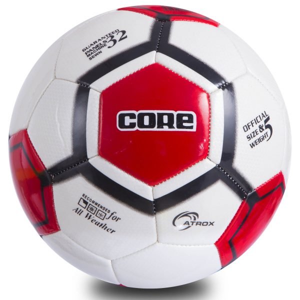Мяч футбольный №5 PVC Сшит машинным способом CORE ATROX (№5, 5сл., белый-черный-красный)