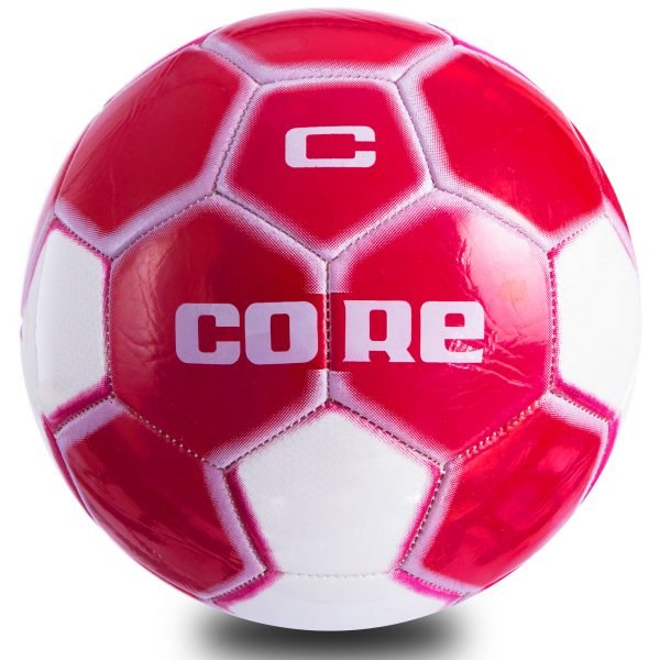 Мяч футбольный №5 PVC Сшит машинным способом CORE ATROX (№5, 5сл., белый-красный)