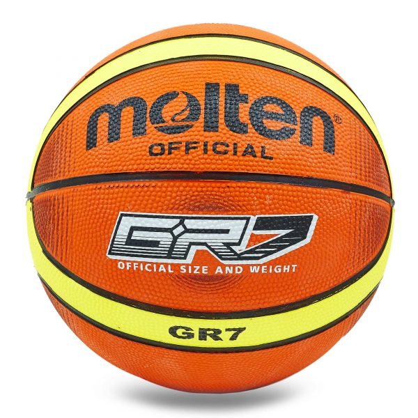 Мяч баскетбольный резиновый №7 MOLTEN (резина, бутил, оранжевый-желтый)