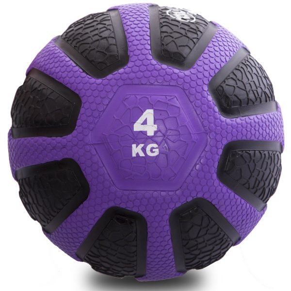 Мяч медицинский медбол Zelart Medicine Ball 4кг (резина, d-23см, черный-фиолетовый)