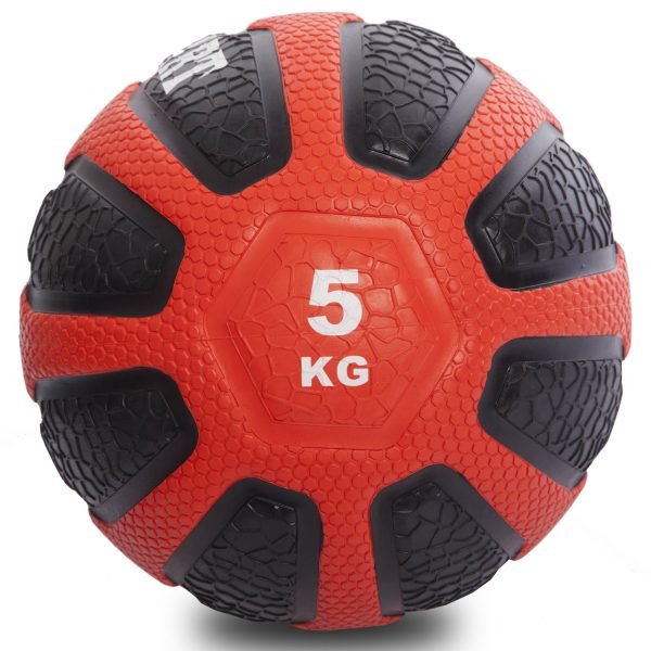 Мяч медицинский медбол Zelart Medicine Ball 5кг (резина, d-23см, черный-красный)