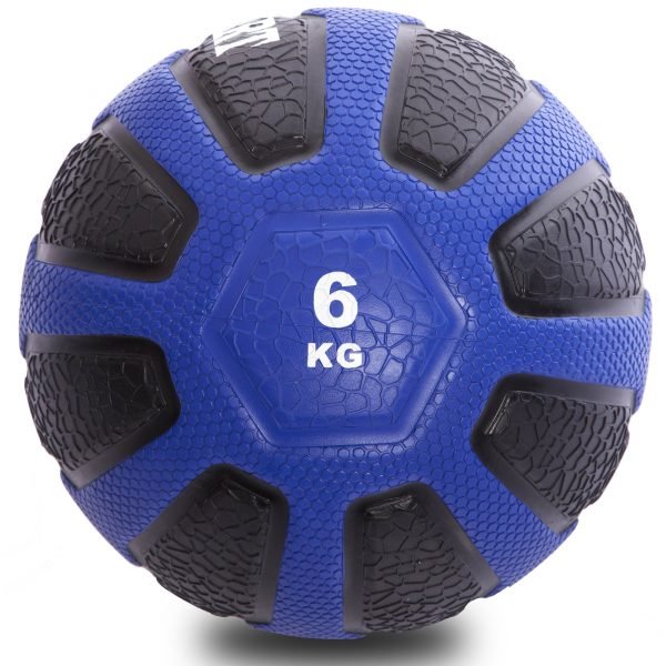 Мяч медицинский медбол Zelart Medicine Ball 6кг (резина, d-28,6см, черный-синий)