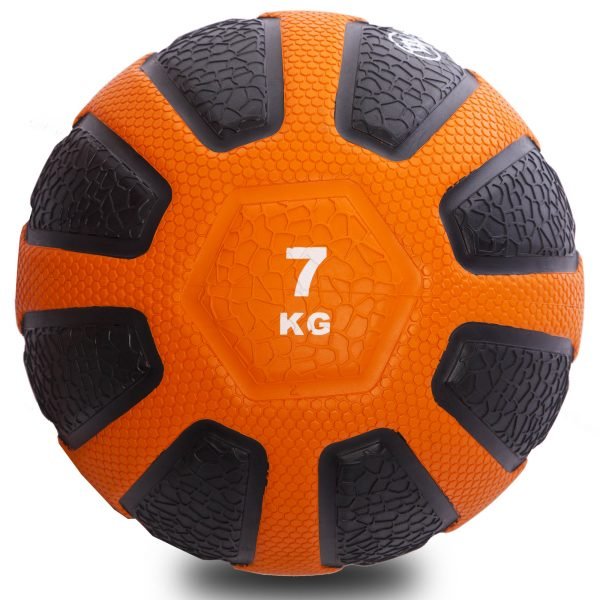 Мяч медицинский медбол Zelart Medicine Ball 7кг (резина, d-28,6см, черный-оранжевый)