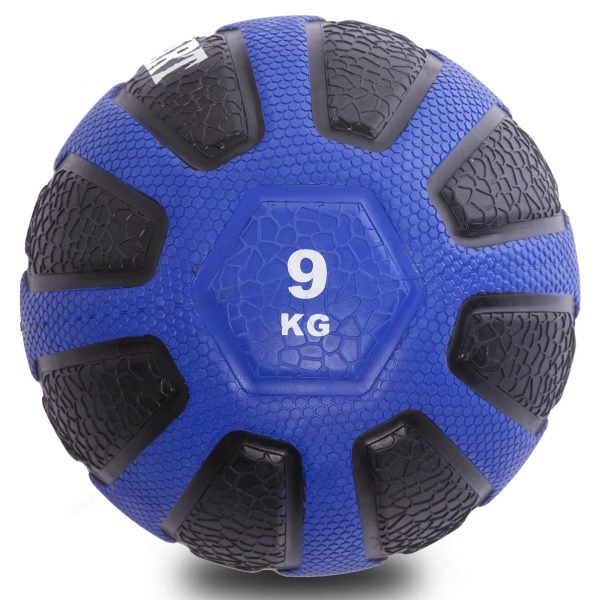 Мяч медицинский медбол Zelart Medicine Ball 9кг (резина, d-28,6см, черный-синий)