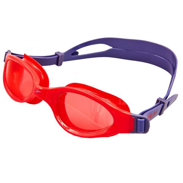 Очки для плавания детские SPEEDO FUTURA PLUS JUNIOR (поликарбонат, термопластичная резина, силикон, серый-красный)