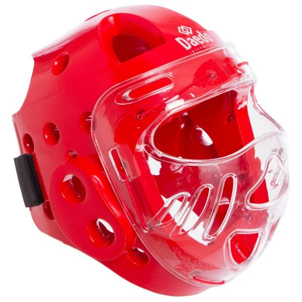 Шлем для тхэквондо с пластиковой маской DADO (р-р S-L, цвета в ассортименте) - Красный-S