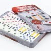 Домино настольная игра в металлической коробке (кости-пластик,h-4,3см, р-р 19x11,5x3,5см)