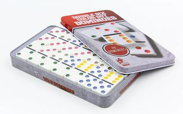 Домино настольная игра в металлической коробке (кости-пластик,h-4,3см, р-р 19x11,5x3,5см)