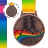 Медаль спортивная с лентой цветная d-6,5см Бег RUNNING (металл, 38g золото, серебро, бронза) - Цвет Бронзовый