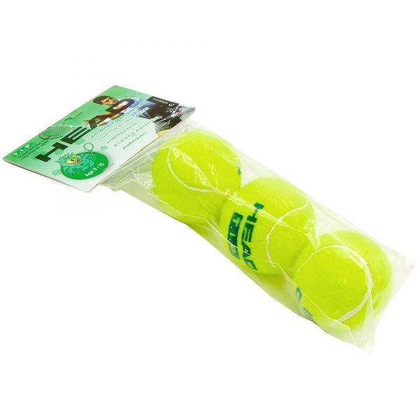 Мяч для большого тенниса HEAD (3шт) TIP-GR (для детей 9-10 лет, в пакете, салатовый)