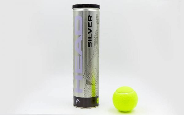 Мяч для большого тенниса HEAD (4шт) SILVER METAL CAN (в вакуумной упаковке, салатовый)