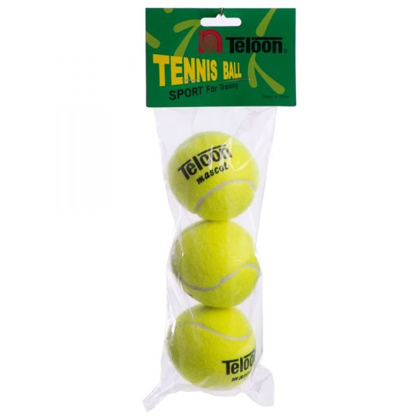 Мяч для большого тенниса TELOON (3шт) (в пакете, салатовый)