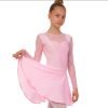 Платье рейтинговое (бейсик) с длинным рукавом и гипюровыми вставками SP-Planeta размер 32-42, рост 122-164см цвета в ассортименте - Светло-розовый-32, рост 122-128