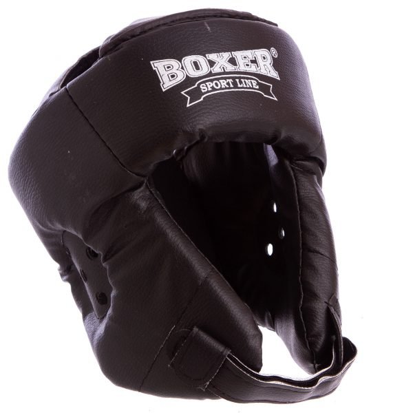 Шлем боксерский открытый с усиленной защитой макушки Кожвинил BOXER (р-р M-XL, цвета в ассортименте) - Черный-M