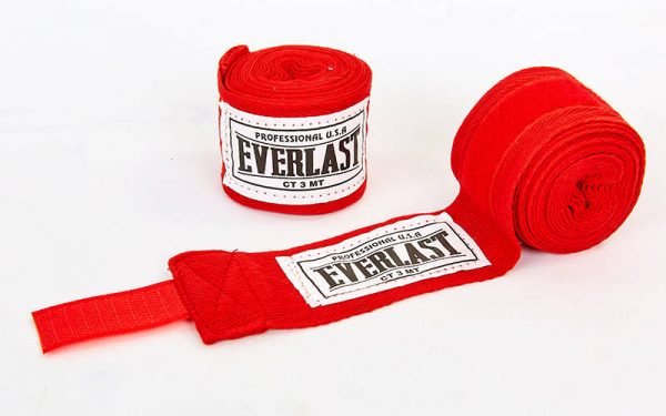 Бинты боксерские (2шт) хлопок с эластаном ELS (l-3м, цвета в ассортименте) - Цвет Красный