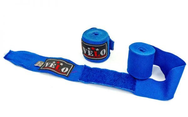 Бинты боксерские профессиональные (2шт) хлопок с эластаном AIBA VELO 4080-4,5 (4,5м, цвета в ассортименте) - Цвет Синий