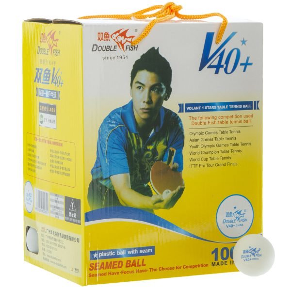 Набор мячей для настольного тенниса 100 штук в цветной картонной коробке DOUBLE FISH 1star (d-40мм, белый, желтый) - Цвет Белый