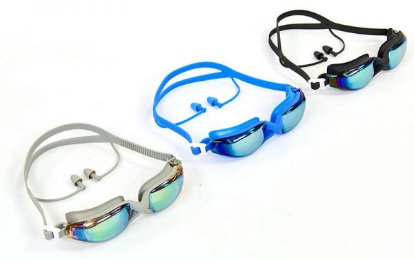 Очки с берушами для плавания в комплекте SPDO (поликарбонат, TPR, силикон, зеркальные, цвета в ассортименте) Replika