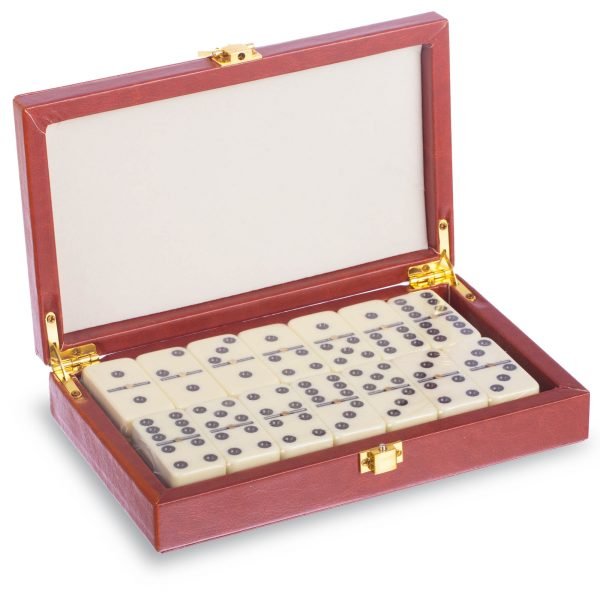 Домино настольная игра в кожзам коробке (кости-пласт, h-см,р-р кор. 20,5x12,5x4см)
