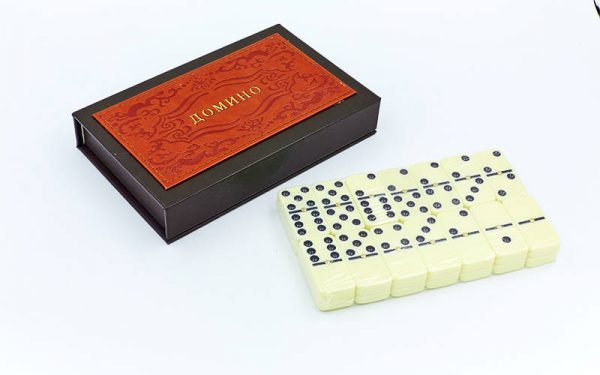 Домино настольная игра в PU коробке (кости-пластик, h-4,9см, р-р кор.19,5x12,5x3,5с, цвета в ассортименте) - Цвет Черный
