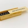 Домино настольная игра в деревянной коробке (кости-дерево, h-3,8см, р-р кор. 14,8x5x3см)