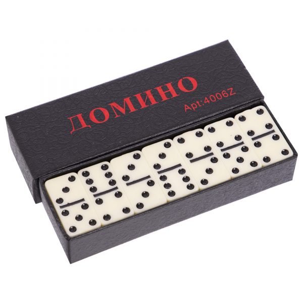 Домино настольная игра в картонной коробке (кости-пластик, h-3,7см, р-р кор. 14,5x4,5x2,5см)