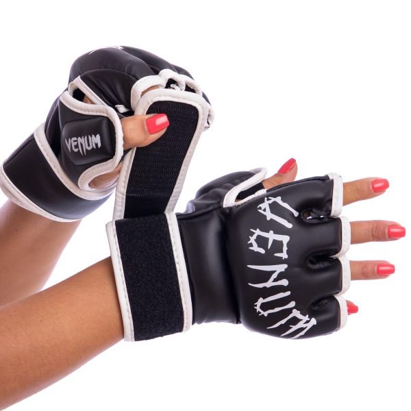 Перчатки для смешанных единоборств MMA PU VNM (р-р M-XL, черный-белый) - M