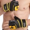 Перчатки для тяжелой атлетики MARATON (PVC, PL, открытые пальцы, р-р L-XXL, черный-желтый) - L