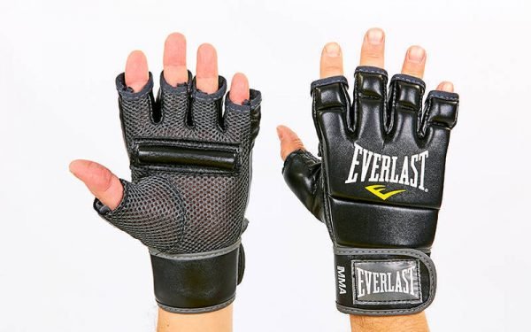 Перчатки для смешанных единоборств MMA PU EVERLAST (р-р L, черный)