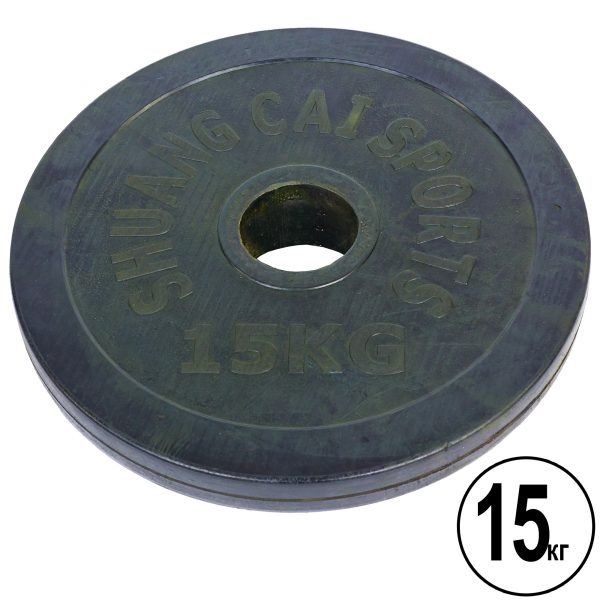 Блины (диски) обрезиненные d-52мм Shuang Cai Sports ТА-1448 15кг (металл, резина, черный)