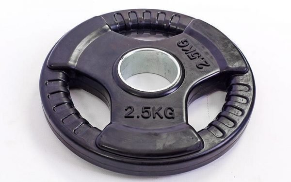 Блины (диски) обрезиненные с тройным хватом и металлической втулкой d-52мм TA-5706- 2,5 2,5кг (черный)