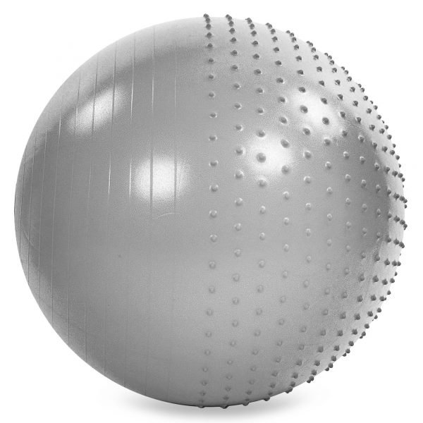 Мяч для фитнеса (фитбол) полумассажный 2в1 85см Zelart (PVC, 1400г, ABS, цвета в ассортименте) - Цвет Серый