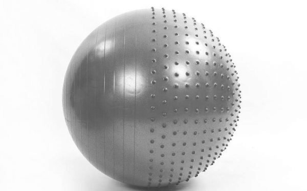 Мяч для фитнеса (фитбол) полумассажный 2в1 75см Zelart (PVC, 1300г, ABS, цвета в ассортименте) - Цвет Серый