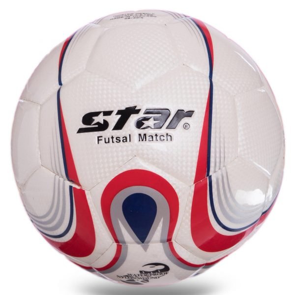 Мяч для футзала №4 Клееный-PU STAR (цвета в ассортименте) - Цвет Белый-красный
