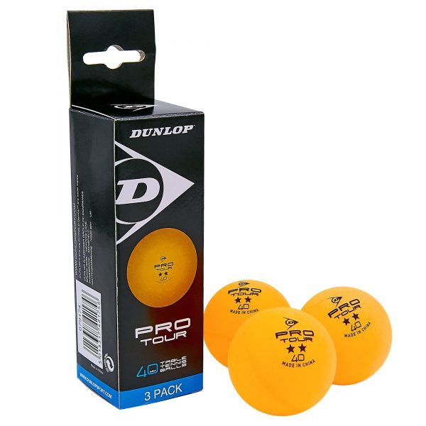 Набор мячей для настольного тенниса 3 штуки DUNLOP 2star PRO TOUR (пластик, d-40мм, оранжевый)
