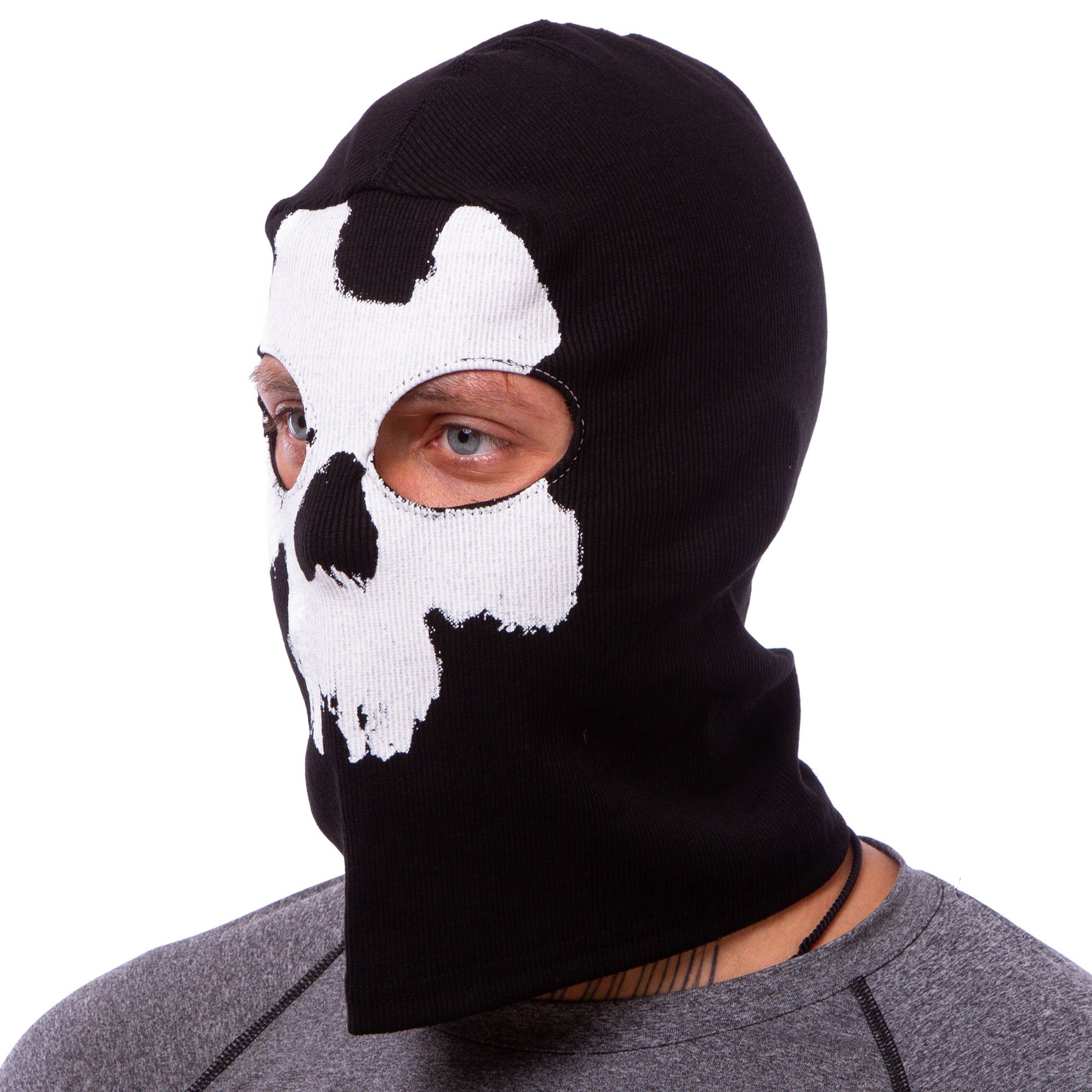 Купить Подшлемник балаклава-маска Скелет Mastermind (коттон, черный-белый)  | БАЗО ПРО