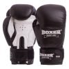 Перчатки боксерские кожаные на липучке BOXER  (р-р 10-12oz, цвета в ассортименте) - Черный-белый-10 унции