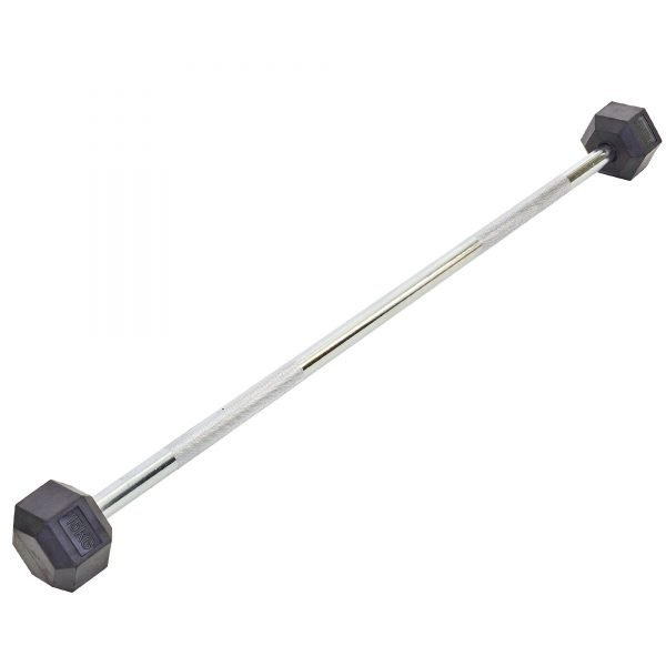 Штанга фиксированная прямая обрезиненная Rubber Hexagon Barbell 15кг (гриф l-95см)